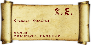 Krausz Roxána névjegykártya